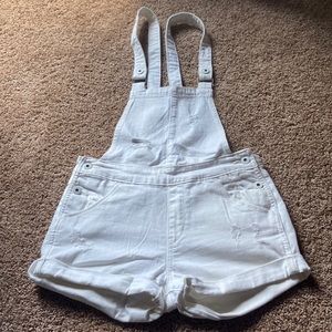 White overall shorts
